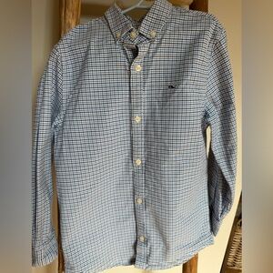 Button-Down Long Sleeve boys Check Shirt - Light Blue size Small (8-10)